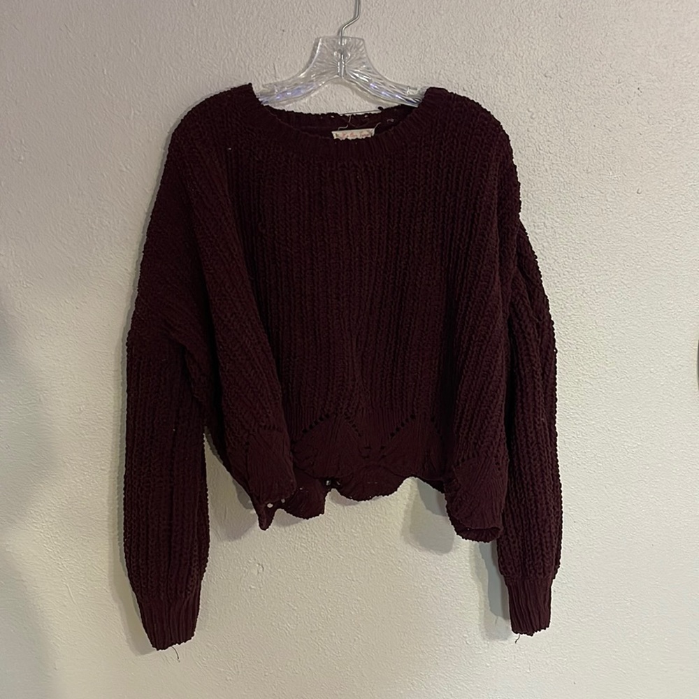 It’s Our Time maroon cropped sweater. size XL